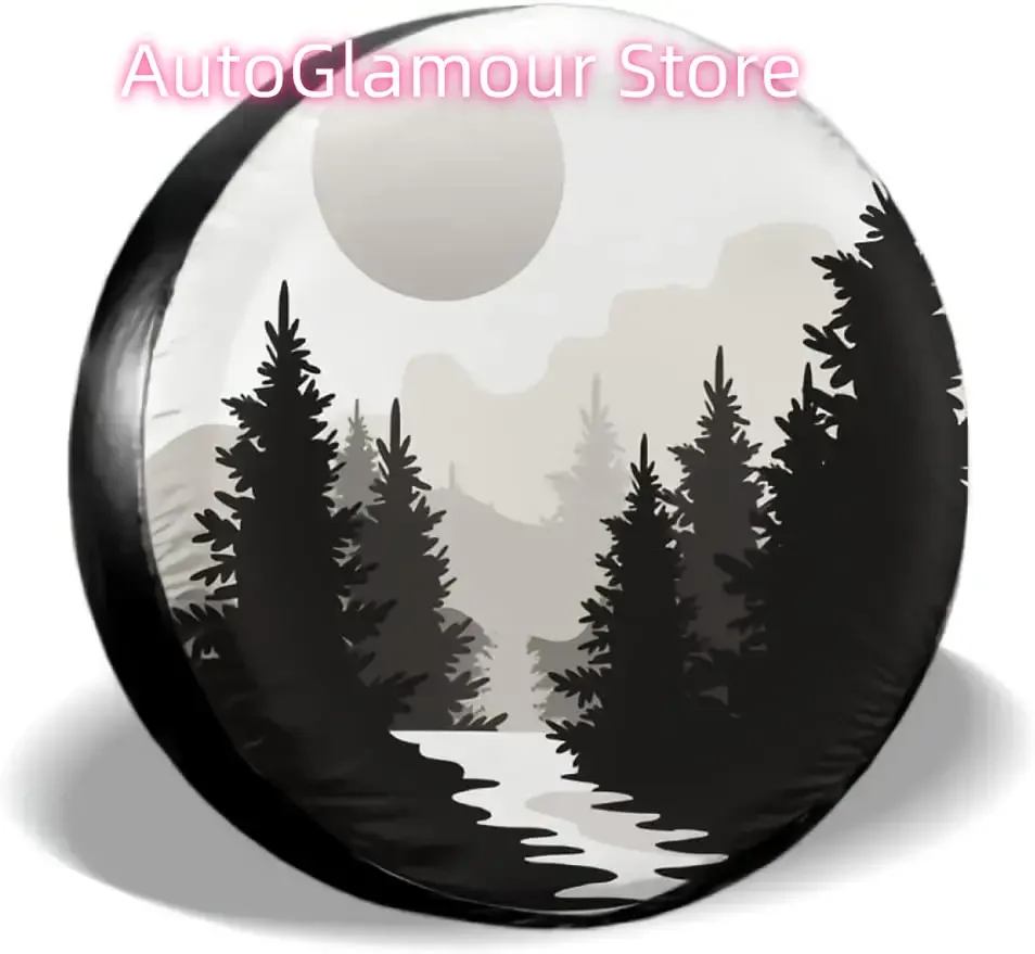 

Moon Spare Tire Cover Mountain Tree Waterproof Dust-Proof Universal Spare Wheel Tire Covers 17 Inch Fit for RV Trailer Truck