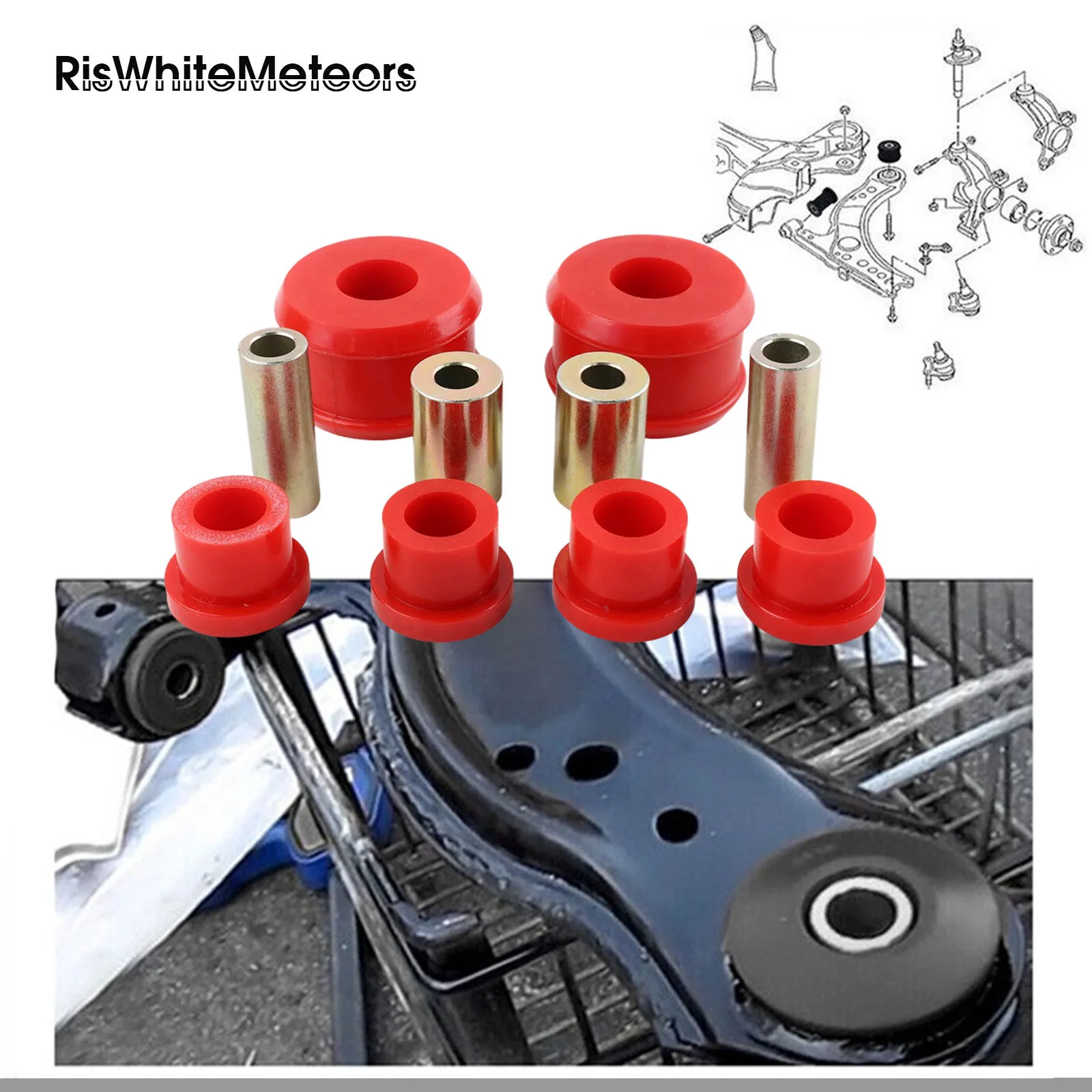 Rotes Polyurethan-Querlenker-Buchsen-Kit für VW Jetta Golf MK2 MK3 MK4 1985-2006 Vorderradaufhängungsbuchsen