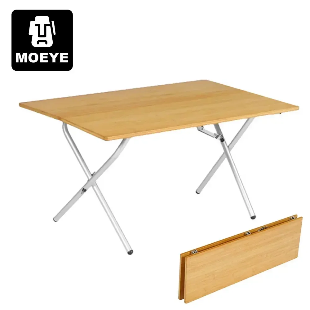 MOEYE Outdoor Camping Bamboo Plank Table Portable Picnic Folding Desk Camping Aluminium Alloy Foldable Table New