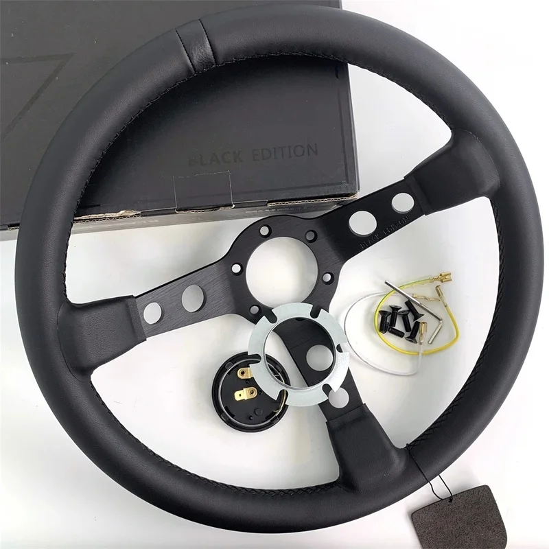 M Brand 14 inch Racing Steering Wheel Black Edition Steering Wheel for Drift Simulation Game