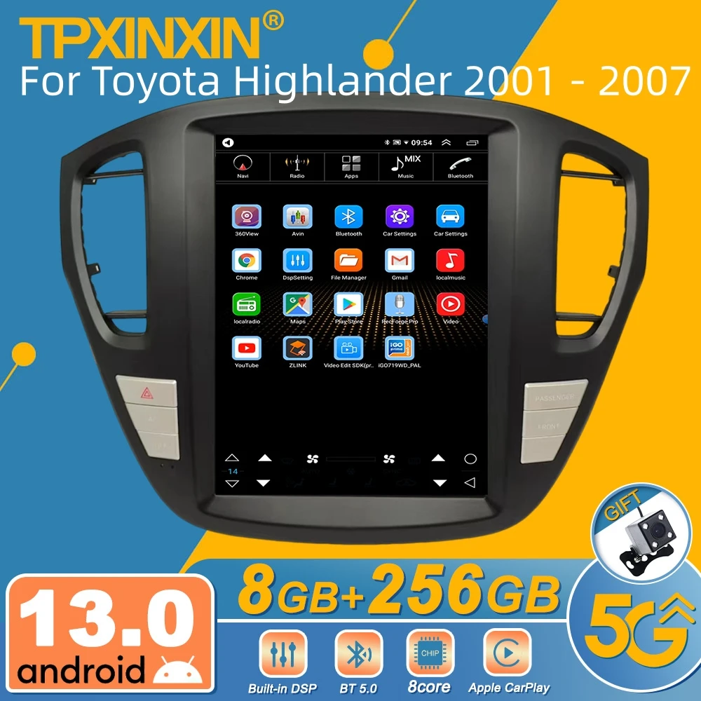 

Для Toyota Highlander 2001-2007 Android автомобильный радиоприемник мультимедийный видеоплеер беспроводной Carplay авторадио стерео GPS Navi головное устройство