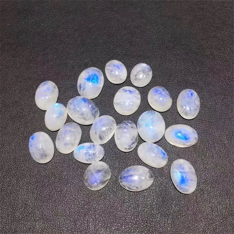 5PCS Natural Blue Moon Stone Egg Face Pendant Jewelry Making For Earring Bracelet Reiki Healing Stone DIY Accessories 12-16mm