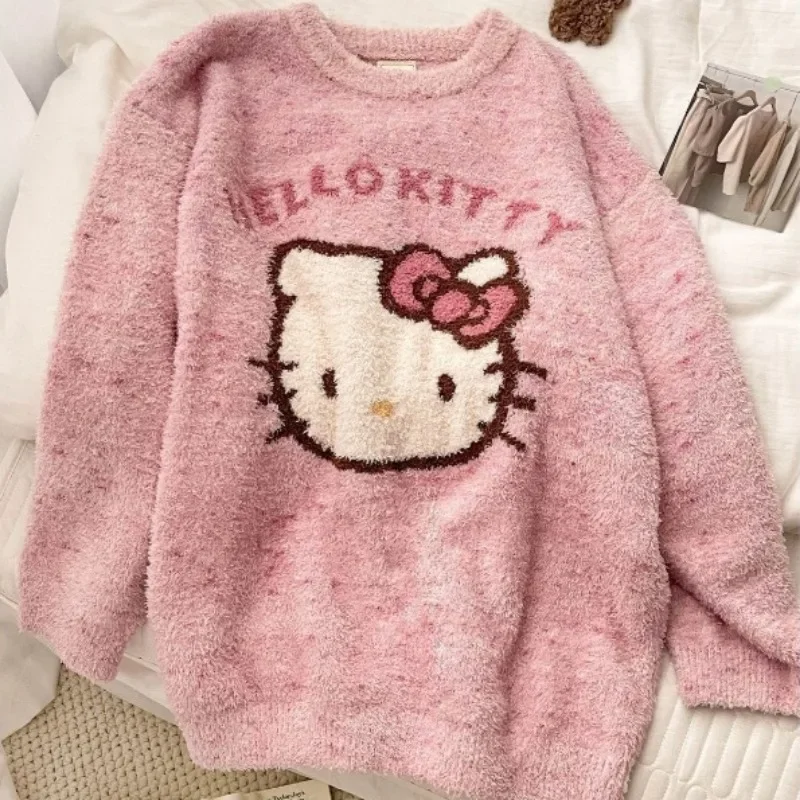 new Hello Kitty Pooh Bear sweet and cute pajama suit autumn and winter girls home casual tops pants home clothes lazy style