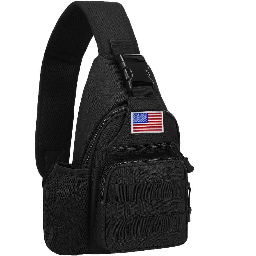 

Тактическая сумка-кроссбоди для мужчин с держателем для бутылки с водой, MOLLE EDC наплечная сумка-слинг с USB-портом для зарядки для путешествий