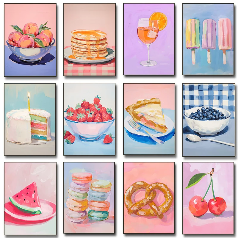 Colorful Summer Popsicle Poster Still Life Dining Room Breakfast Food Prints Canvas Painting Wall Art Picture Home Kitchen Decor