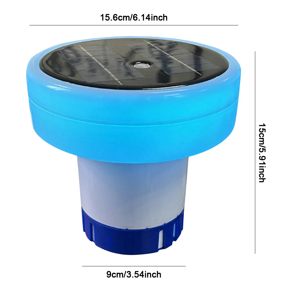 태양광 수영장 이온화 장치 라이트 업 염소 거치대 조절 가능한 화학 물질 전달 수영장 클리너, 침몰 방지 수영장 청소 장비