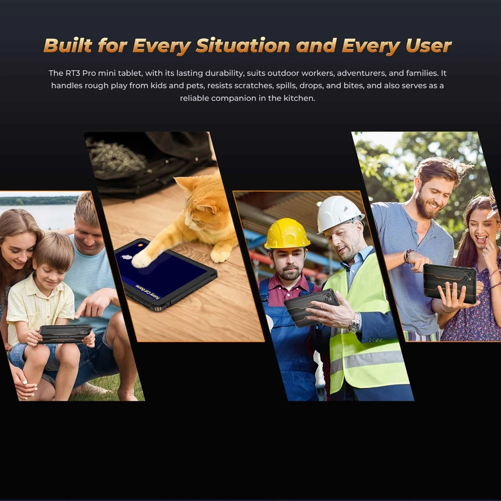 كمبيوتر لوحي OUKITEL RT3 Pro متين 4 جيجابايت + 128 جيجابايت 8.0 بوصة أندرويد 14 MediaTek G81 ثماني النواة 5150 مللي أمبير في الساعة 33 وات كمبيوتر لوحي