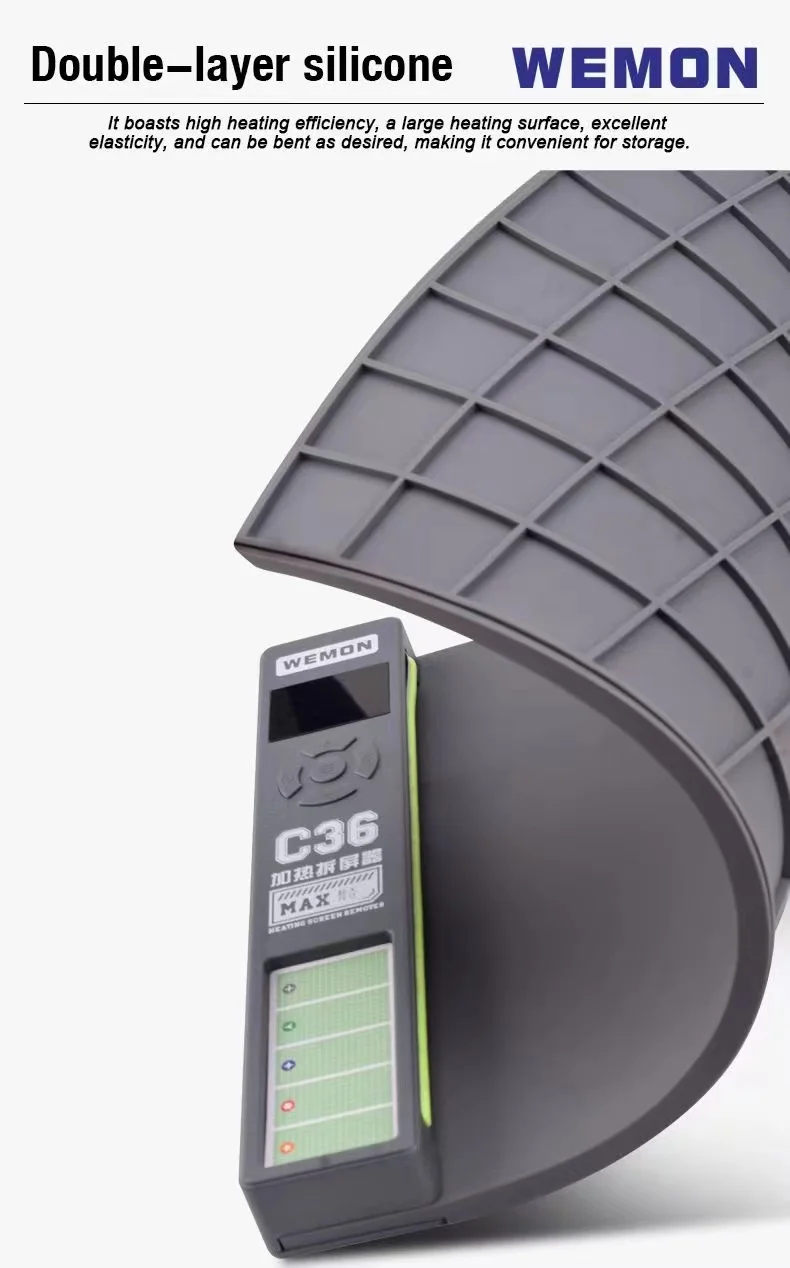 heated silicone pads for mobile phones and tablets feature constant temperature, digital display, and highly effective anti