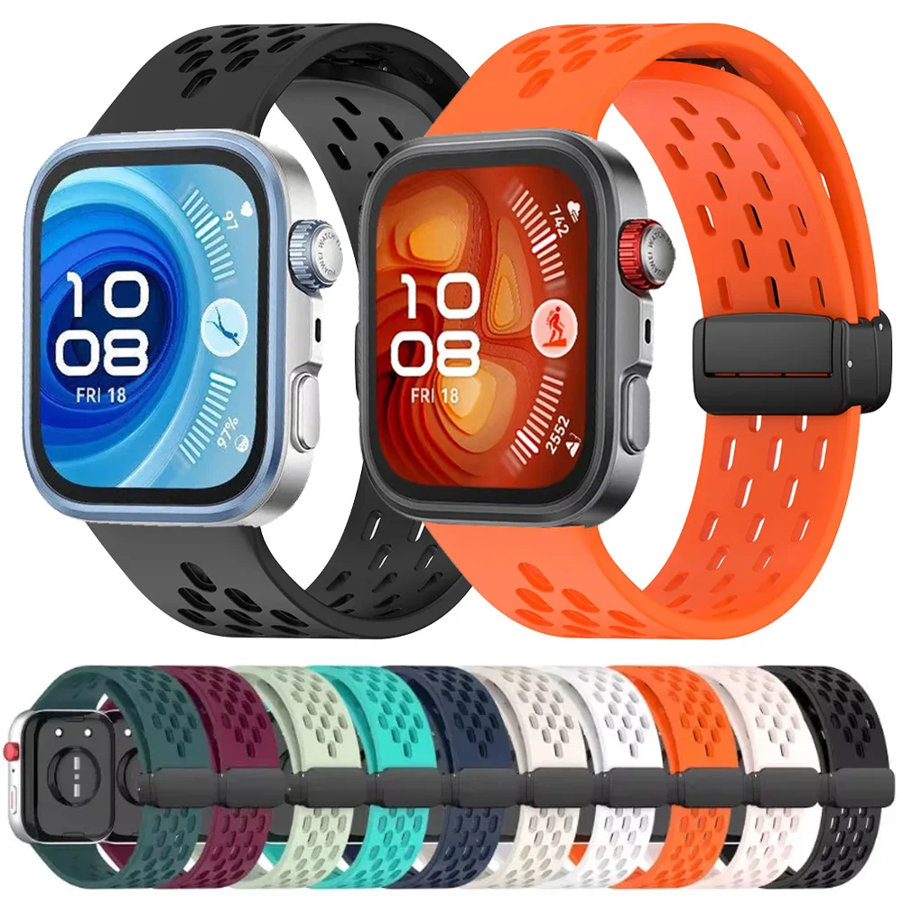 Magnetisches Silikonarmband für Huawei Watch Fit 3/4/4 Pro, atmungsaktives Armband für Huawei Watch Fit 4/4 Pro, Correa-Zubehör