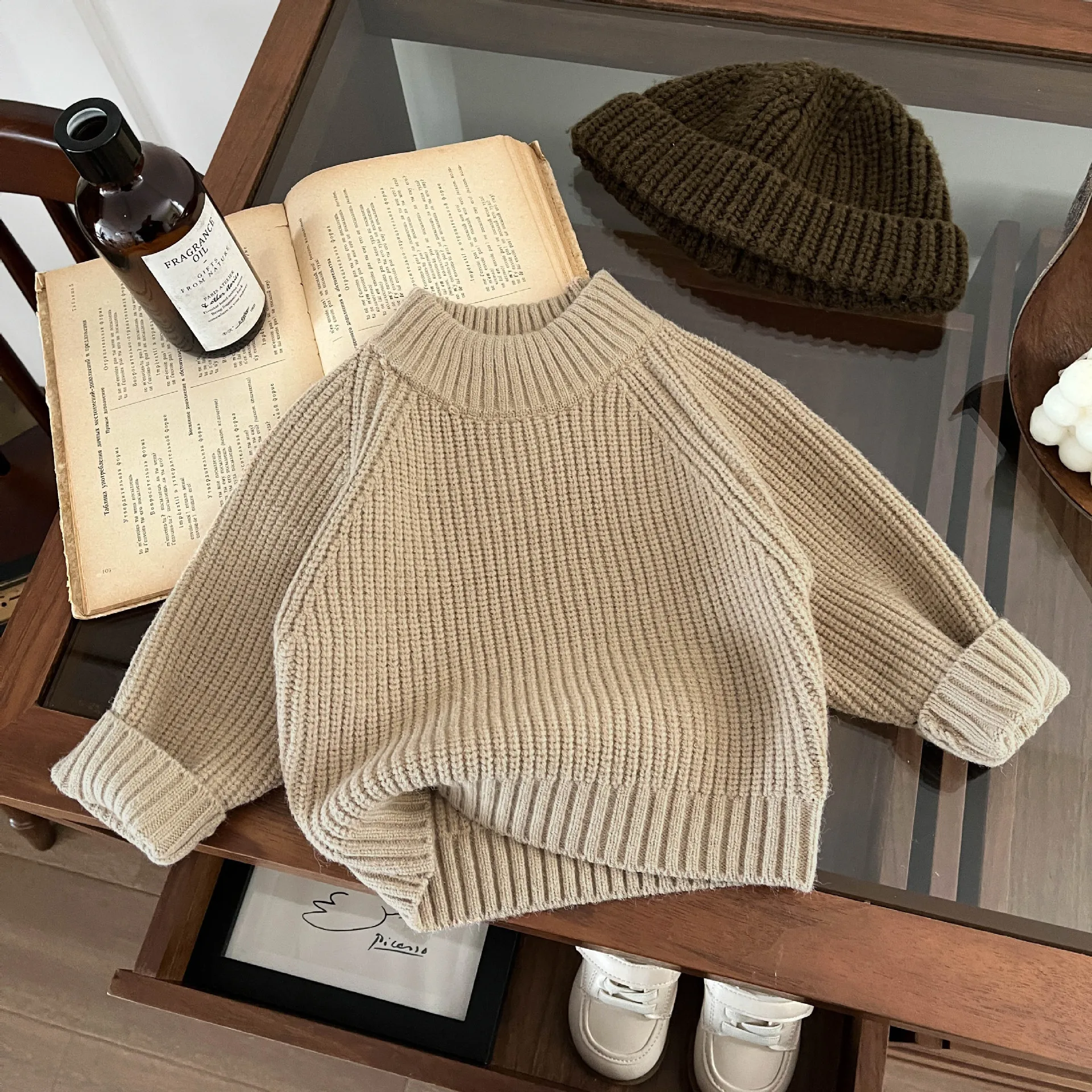2025 Autumn New Children Long Sleeve Casual Sweater Boys Girls Solid Sweater Loose Baby Knit Pullover Fashion Kids Clothes