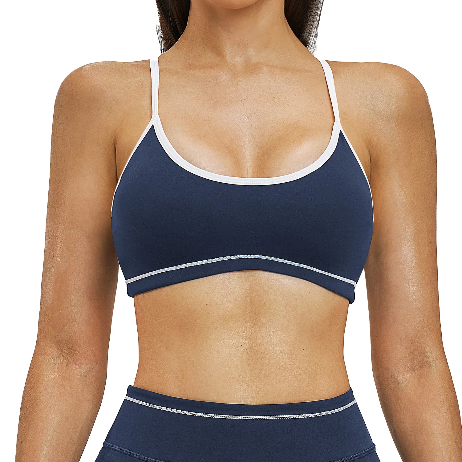 

Maxdutti Naked Sports Bra With Shoulder Straps, Contrasting Yoga Bra, Running And Fitness Bra, Women's Sports Bra