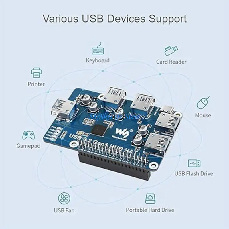 

E65E 4-Port for USB 3.2 Gen1 HUB HAT for 4B 3B+ 3B 2B