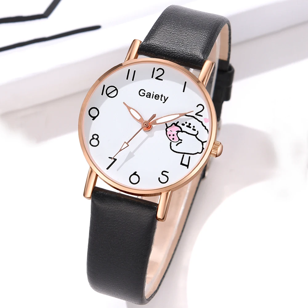 GAIETY Couple Simple Style Dog Element Red Dial Watch Casual Fashion Quartz Watch Is The Perfect Gift For Her