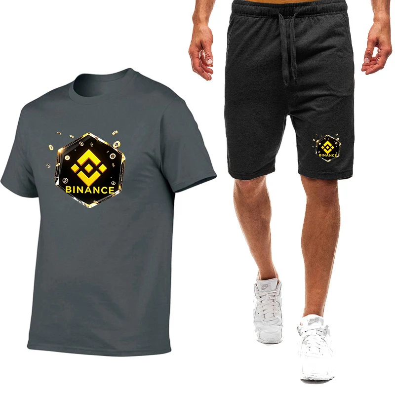 2026 Men's Binance Crypto Logo Print Short Sleeve Breathable Stand Collar Lightweight T-shirt Premium Beach Half Pants Suits view 6