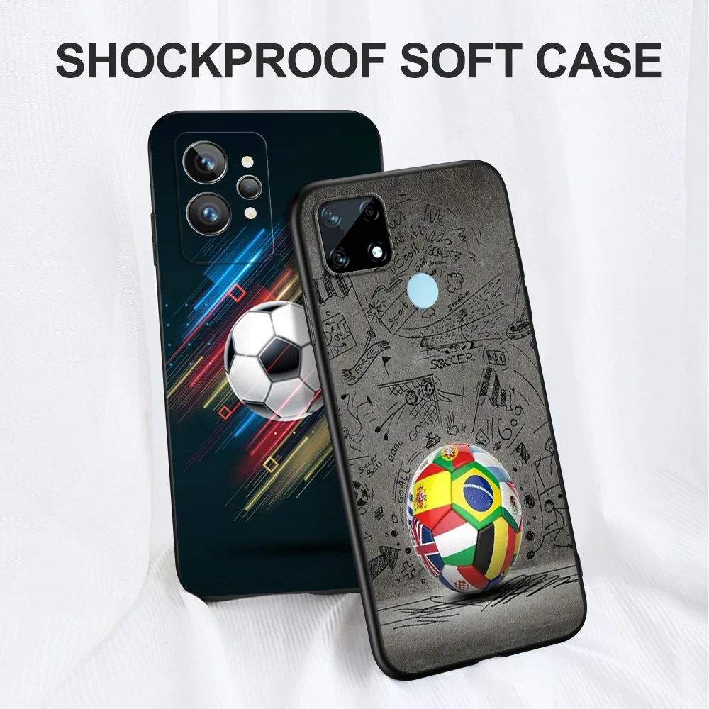 Funda negra de tpu para Realme C3 C30S C33 GT2 PRO C35 C20 C21 C21Y C25 C25Y C25S C11 2021 2020, funda de fútbol