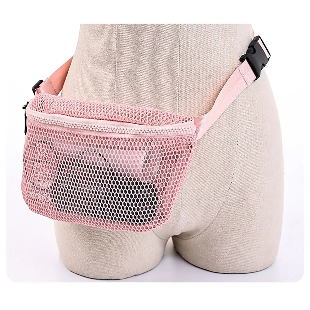 Hollow Out Mesh Waist Bag Zipper Adjustable Travel Fanny Packs Large Capacity Wide Shoulder Strap Hip Belt Bag for Sport Beach