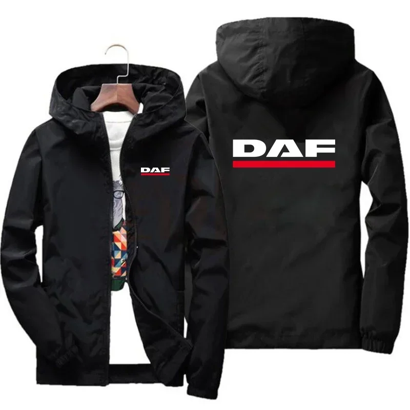 

2025 Spring and Autumn New Men's Jacket Truck DAF Logo Coat Simple Solid Baseball Neck Zipper Windbreaker Coat Cycling Coat