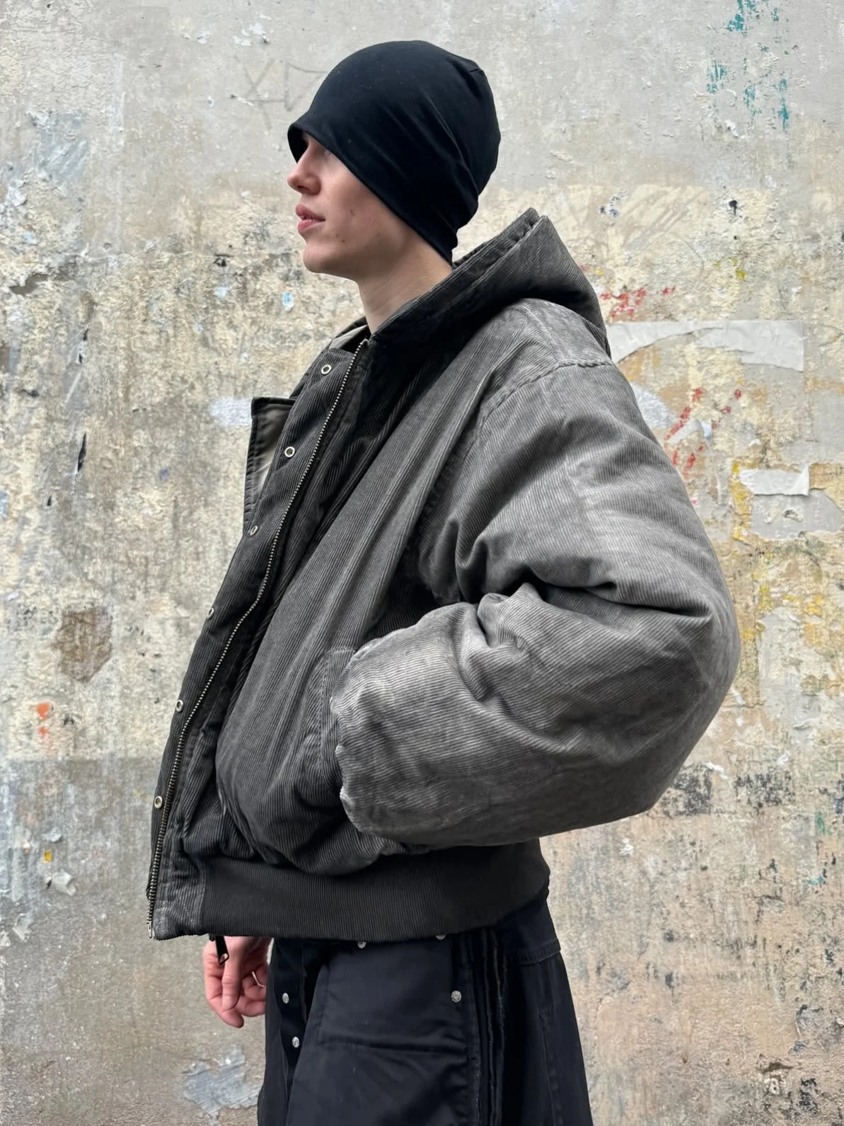 No Faith Studios Heavy Duty Washed Mud Dye Bomber Cotton Jacket