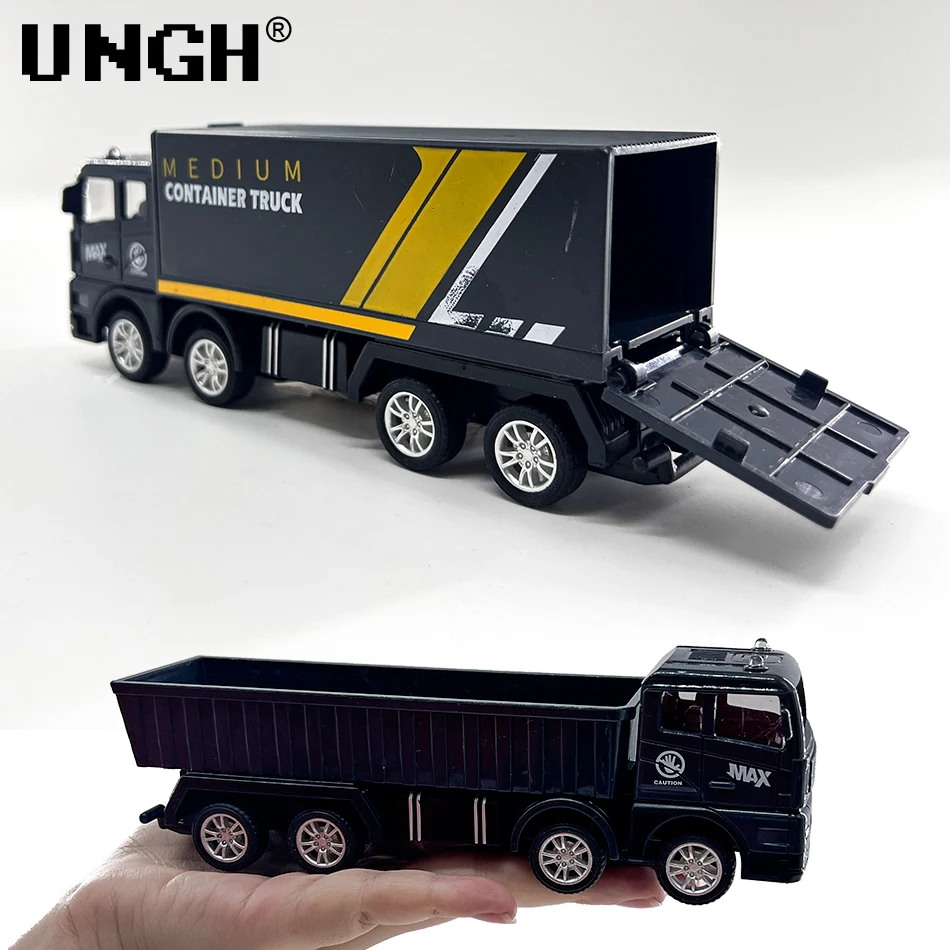 UNGH 4PCS/Set Simulation Transporter Pull Back Container Truck Freight Vehicle Children Kids Car Model Educational Toys