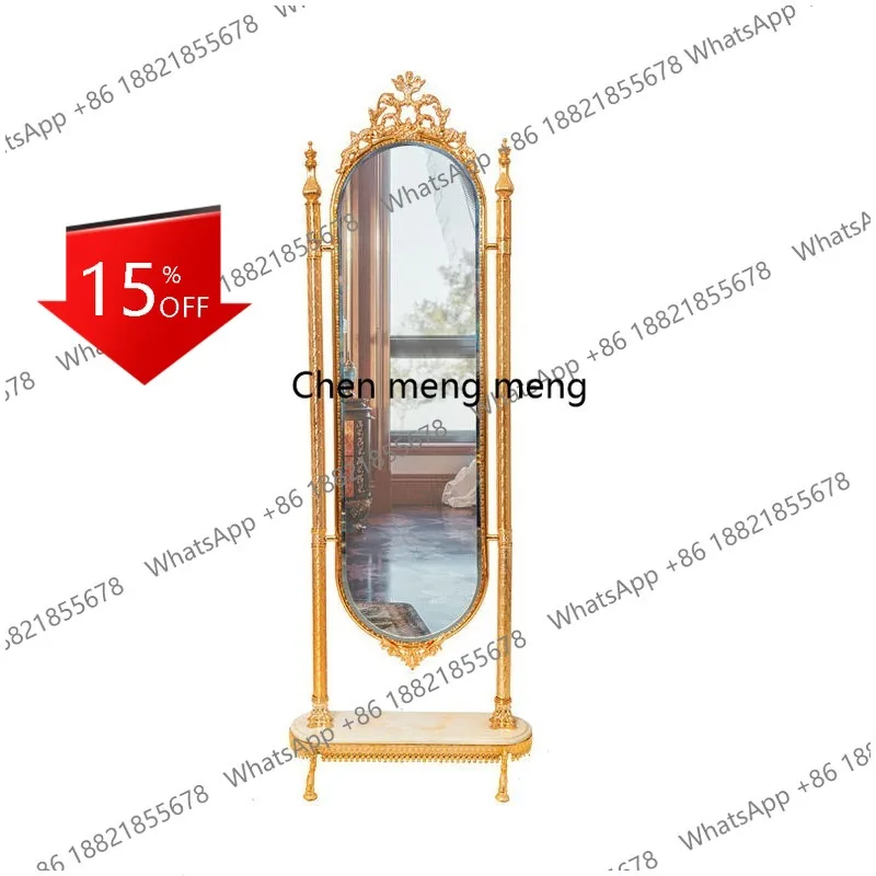 R134 Fashion full-length mirror European-style gold-plated copper glass full-length mirror high-end gift housewarming gift
