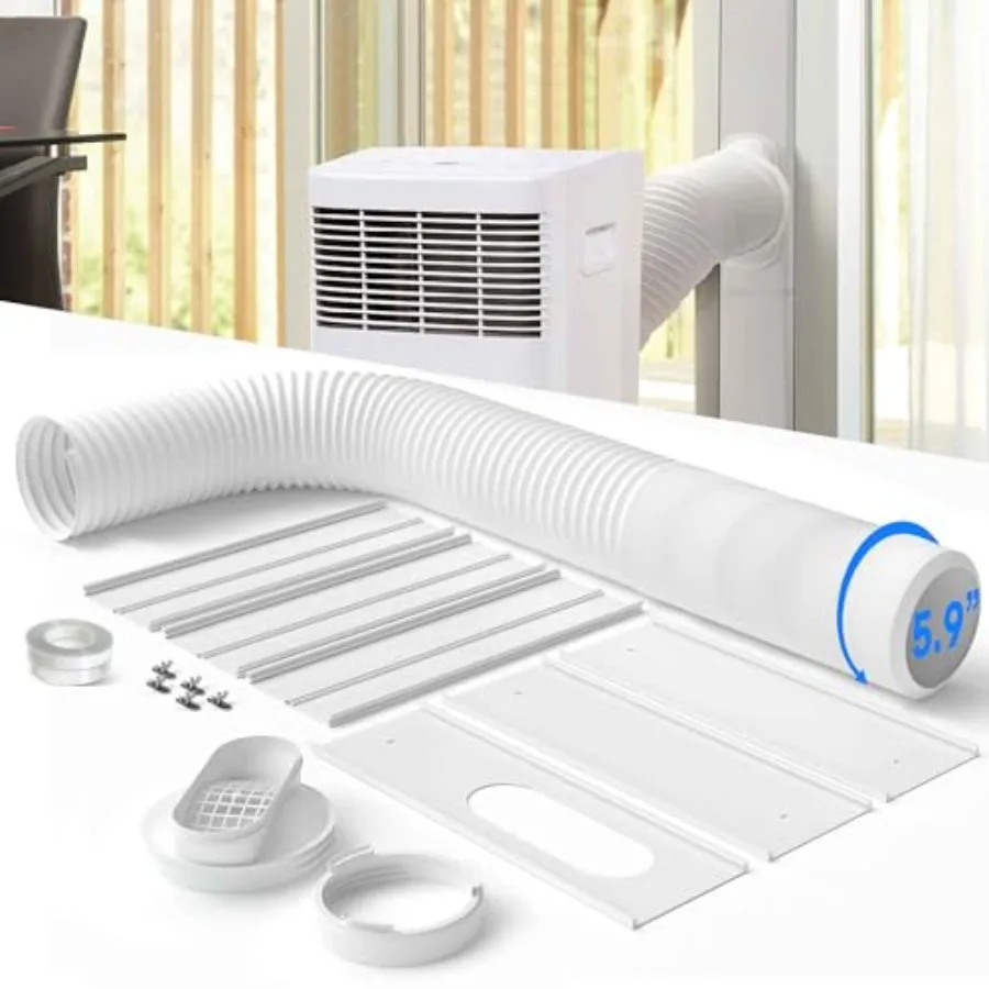 

Portable Air Conditioner Window Vent Kit with 82" Length, 5.9" Diameter Exhaust Hose, 15Pcs Universal PVC AC Window Slide Seal