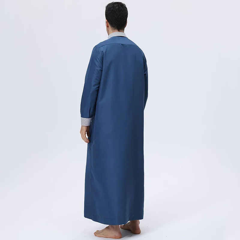 メンズ長袖ドバイアラビアジュバ・トーブファッションルーズムスリムロングローブ中東カフタンカジュアルルーズマキシローブ