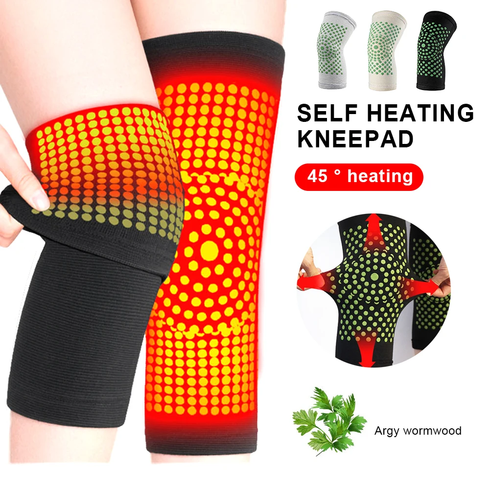 1 Pair Unisex Tourmaline Self Heating Support Knee Brace Knee Pads Warm for Arthritis Joint Pain Relief and Injury Recovery