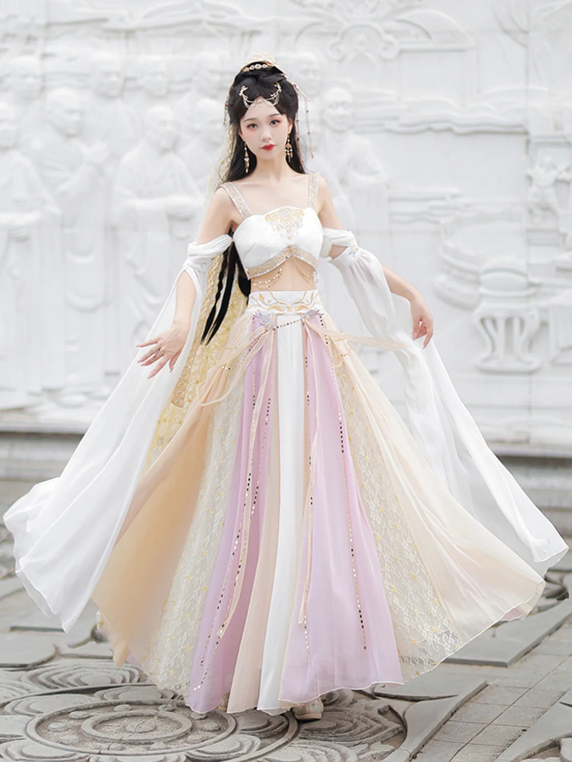 New Chinese Hanfu exotic retro Dunhuang style Flying West Region princess traditional elegant fairy dance costume set