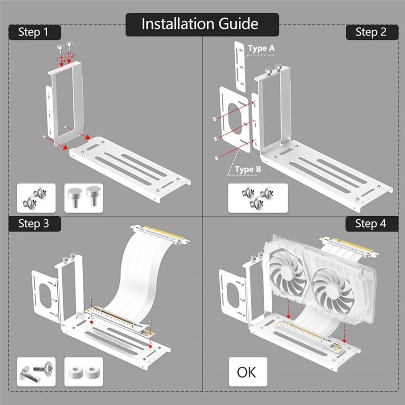 Vertical GPU Mount Bracket, 2 Slots Graphics Card Steering Holder With Hardware, EGPU Dock, External GPU Docking Station