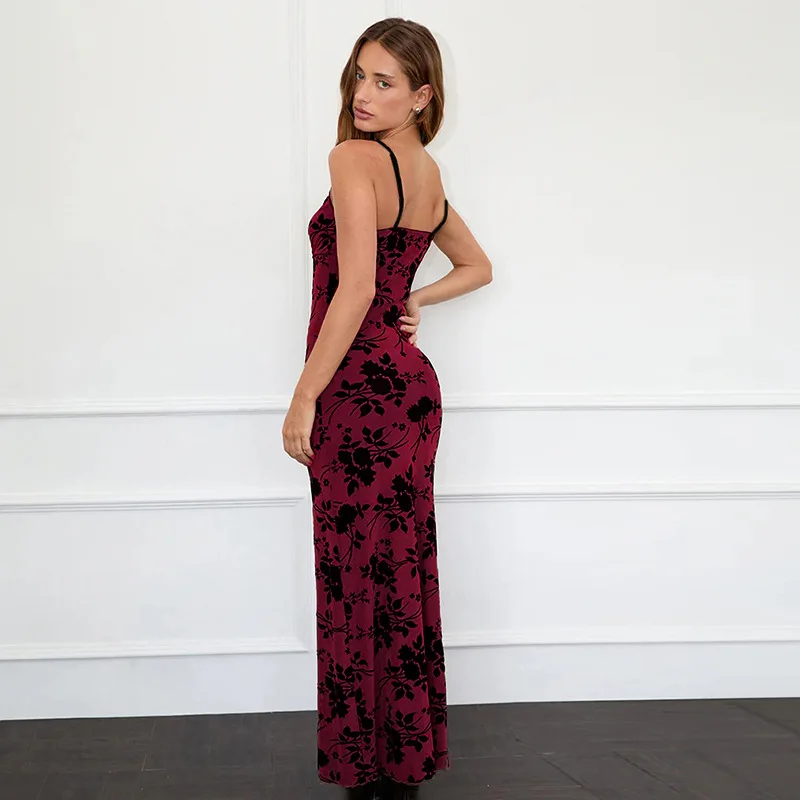 فستان YJAutumn طويل مخملي أنيق جديد مع أشرطة #3