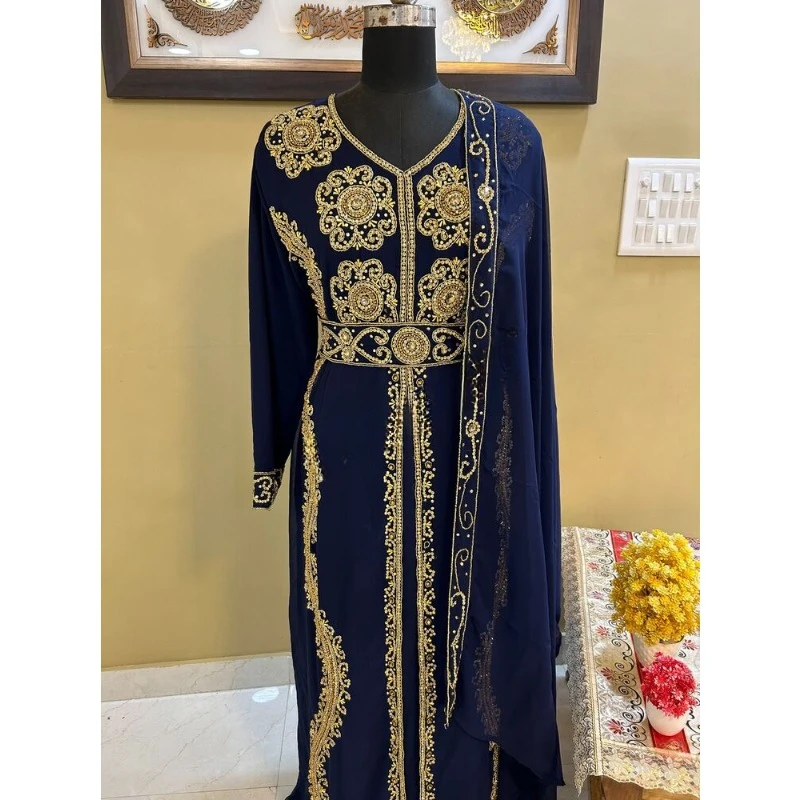 Sale Royal Blue Fashion Moroccan Dubai Kaftan African Wedding Fashion Trends