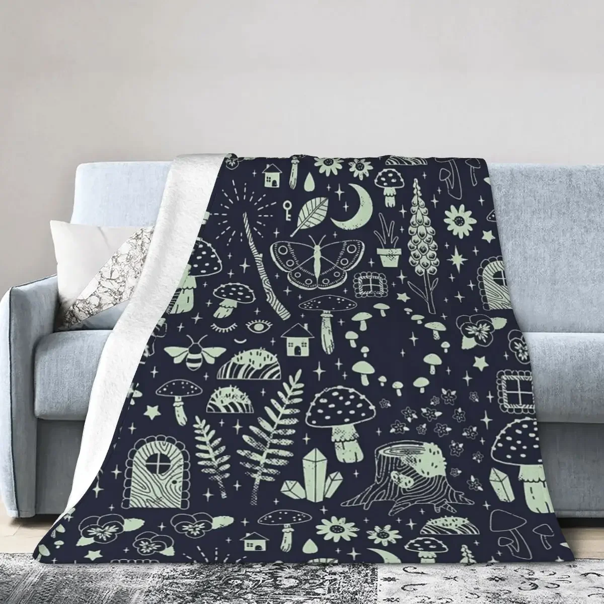 Fairy Garden Midnight Blanket Soft Warm Flannel Throw Blanket Bedspread for Bed Living room Picnic Travel Home Sofa