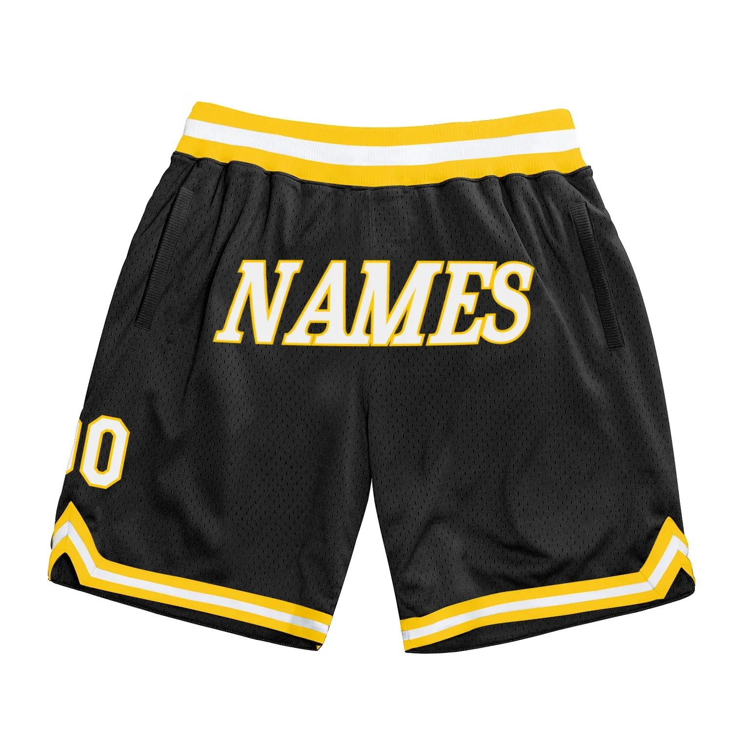 Nome e número personalizados preto branco-dourado esportes shorts de basquete 3d impresso masculino juventude verão malha respirável praia shorts wkk01