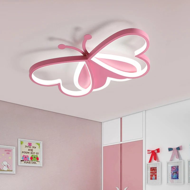 lampada de teto infantil led borboleta luminaria rosa sala de estar meninos e meninas decoracao do jardim de infancia 01