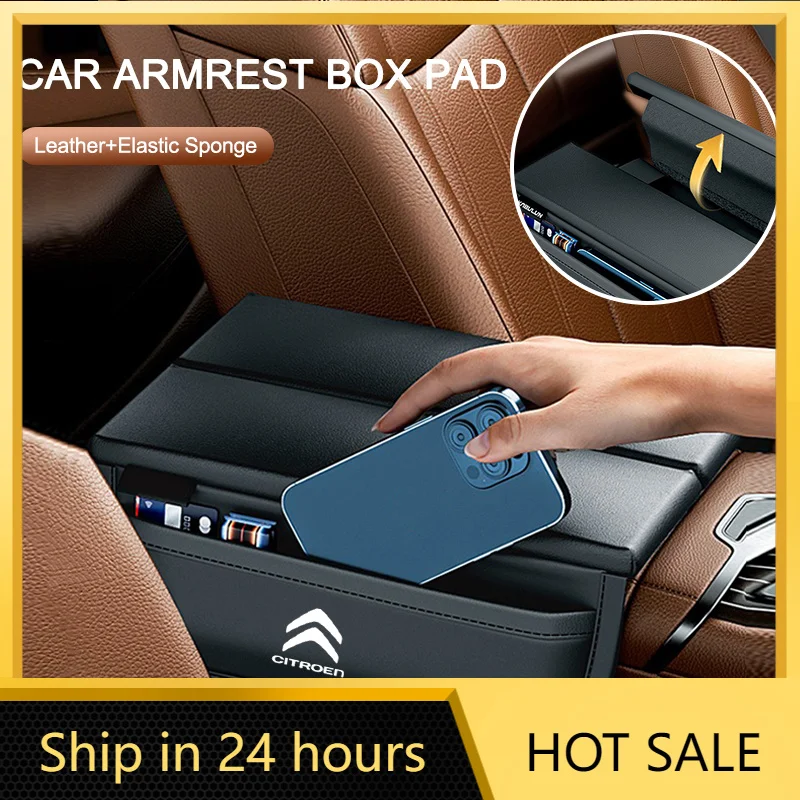 

Car Sticker Leather Car Armrest Box Pad With Storage Bag Protection Mat For Citroen C5X C6 DS C3-XR C4L C4 C3 C1 C5 VTS C-ELYSEE