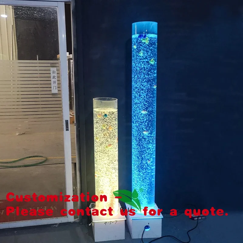 custom.Indoor Decoration LED Colorful Changing Glowing Aquarium Round Bubble Lamp Column