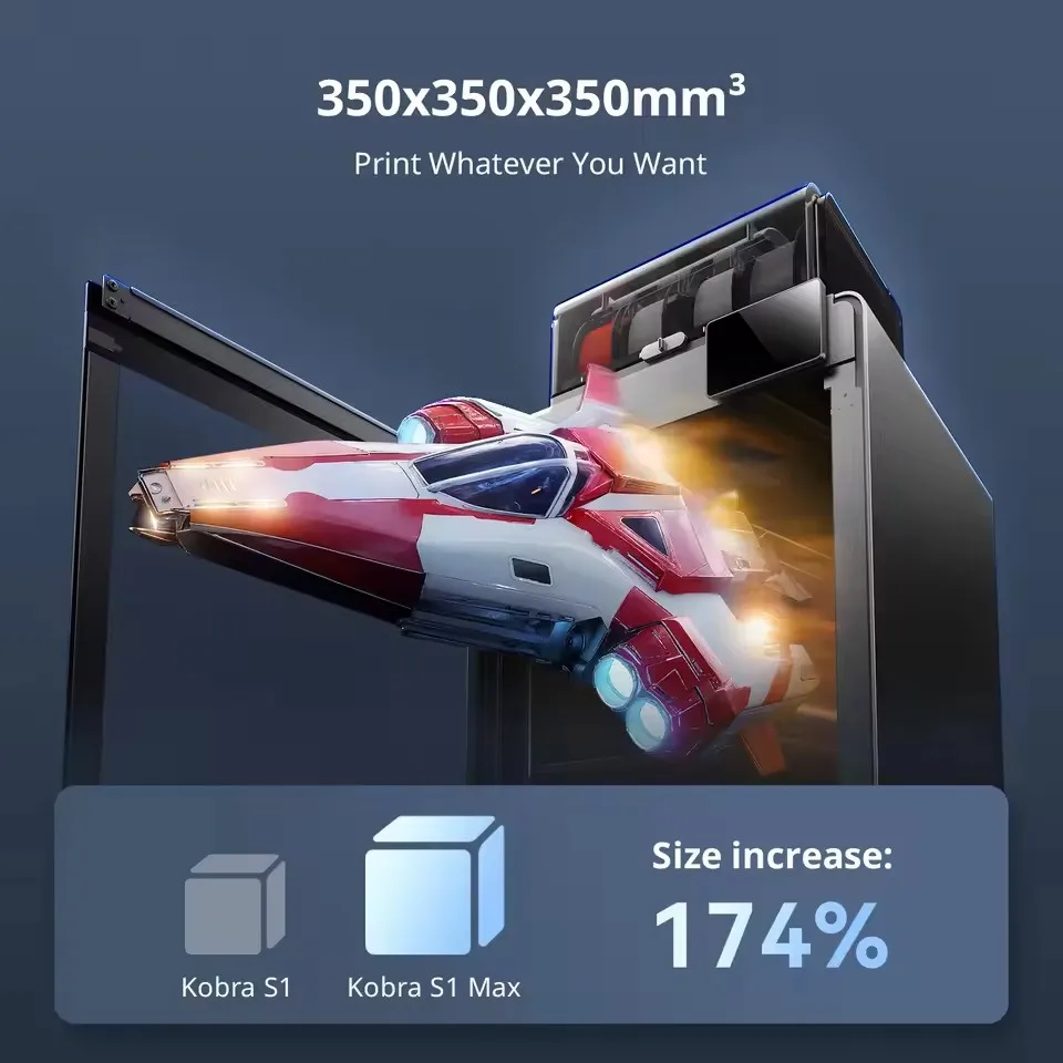 Anycubic Kobra S1 Max Combo Multi-Color 3D Printer Max 600mm/s Fast Speed with 350℃ Hotend Hardened Steel Nozzle 350×350×350mm