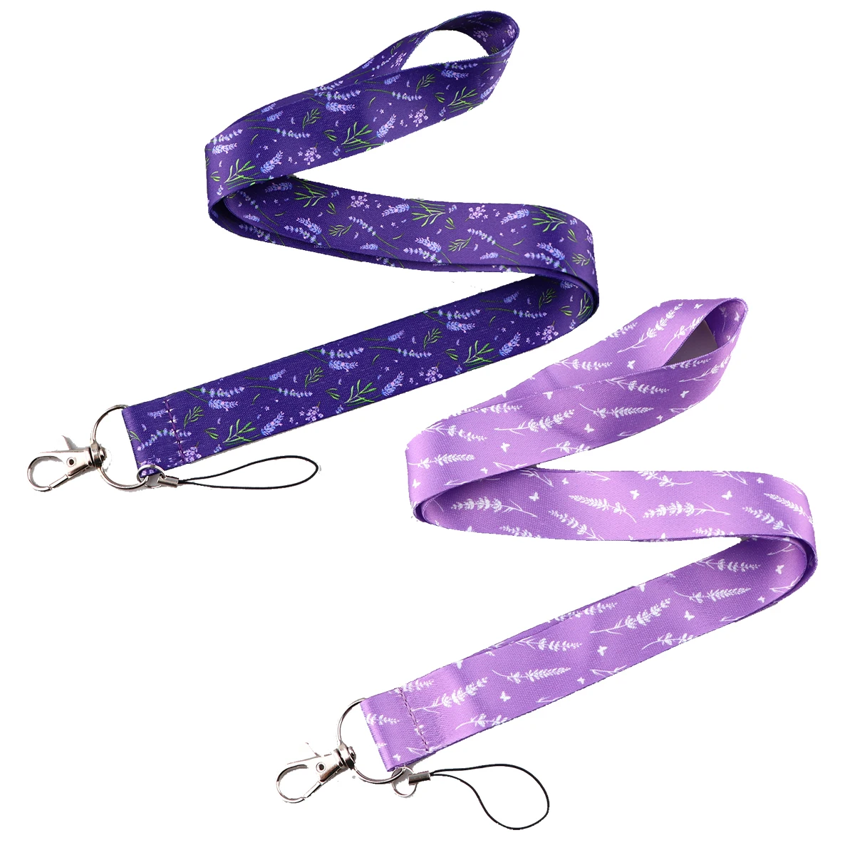 Simple Lavender Purple Flowers Lanyards for Keys Neck Strap ID Card Gym Cell Phone Straps USB Badge Holder DIY Hang Rope