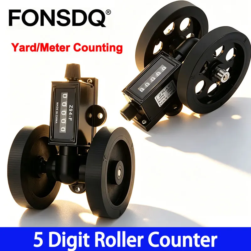 Z94 Mechanical Length Counter 5 Digit Roller Meter Counter Textile Fabric Yard Meter Counting Device