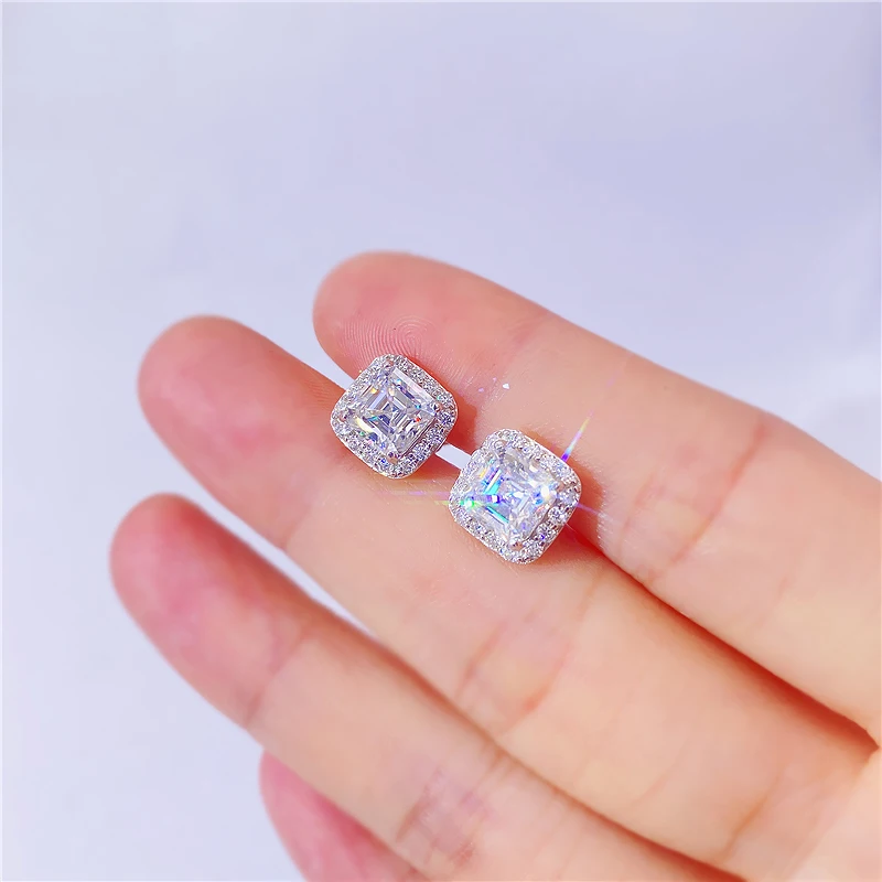 wholesale vvs moissanite diamond earrings unisex silver gold jewelry round cut ear studs fine jewelry earrings