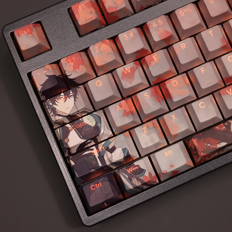 Dan Heng 108 Keycap Honkai Star Rail PBT DYE Sublimation Light Transmitting Cherry Switch Cross Key Cover Mechanical Keyboard