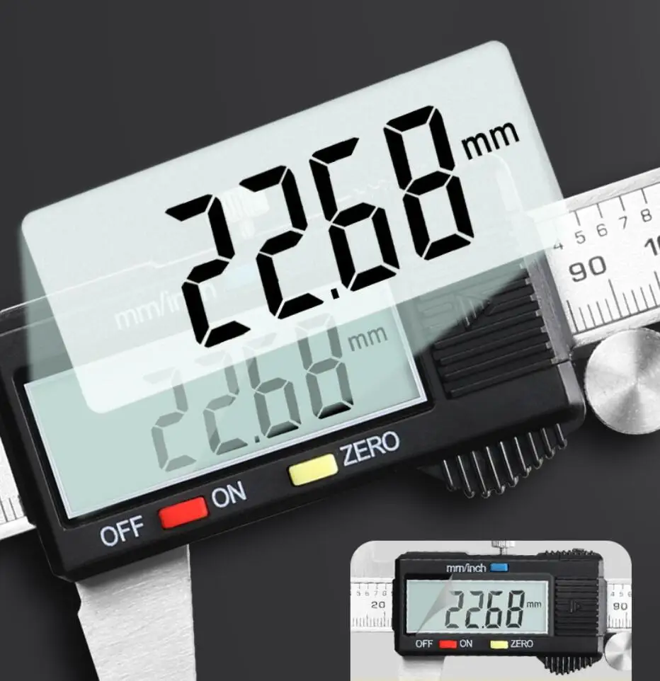6 Inch 150mm Digital Vernier Caliper Stainless Steel Micrometer Measuring Tool Depth Ruler  LCD Digital 0.01mm High-precision