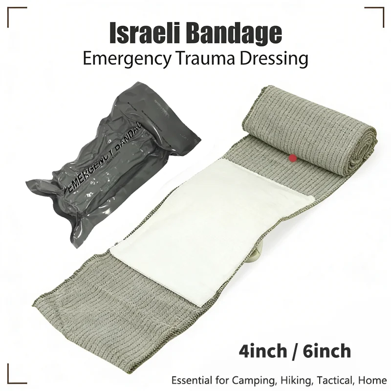 Israeli Bandage 4/6 Inch Elastic Wrap Sterile Emergency Bandage Essential for Camping, Hiking,Tactical,Home | Medical Trauma Kit