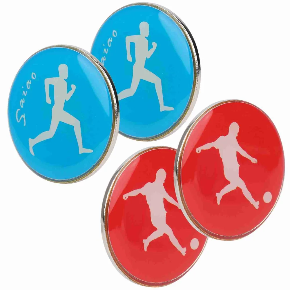 4pcs Two-Sided Referee Toss Coin 5mm Thickness Blue Front Football Toss Coin Metal Red Reverse Soccer Toss Coin
