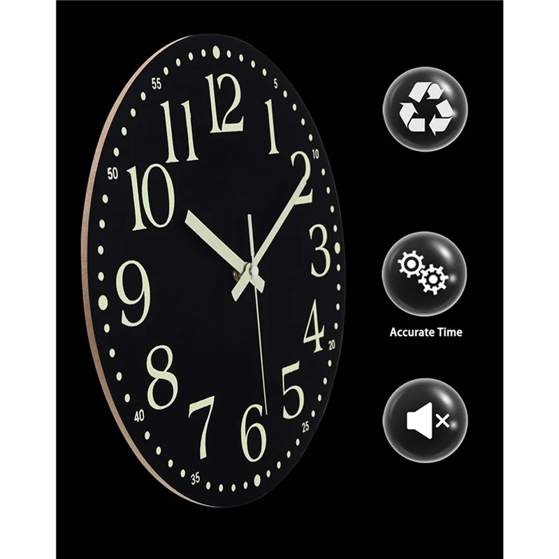 

ABUL-3X светящиеся настенные часы, 12-дюймовые бесшумные нетикающие часы на батарейках, настенные часы с подсветкой, украшение для спальни