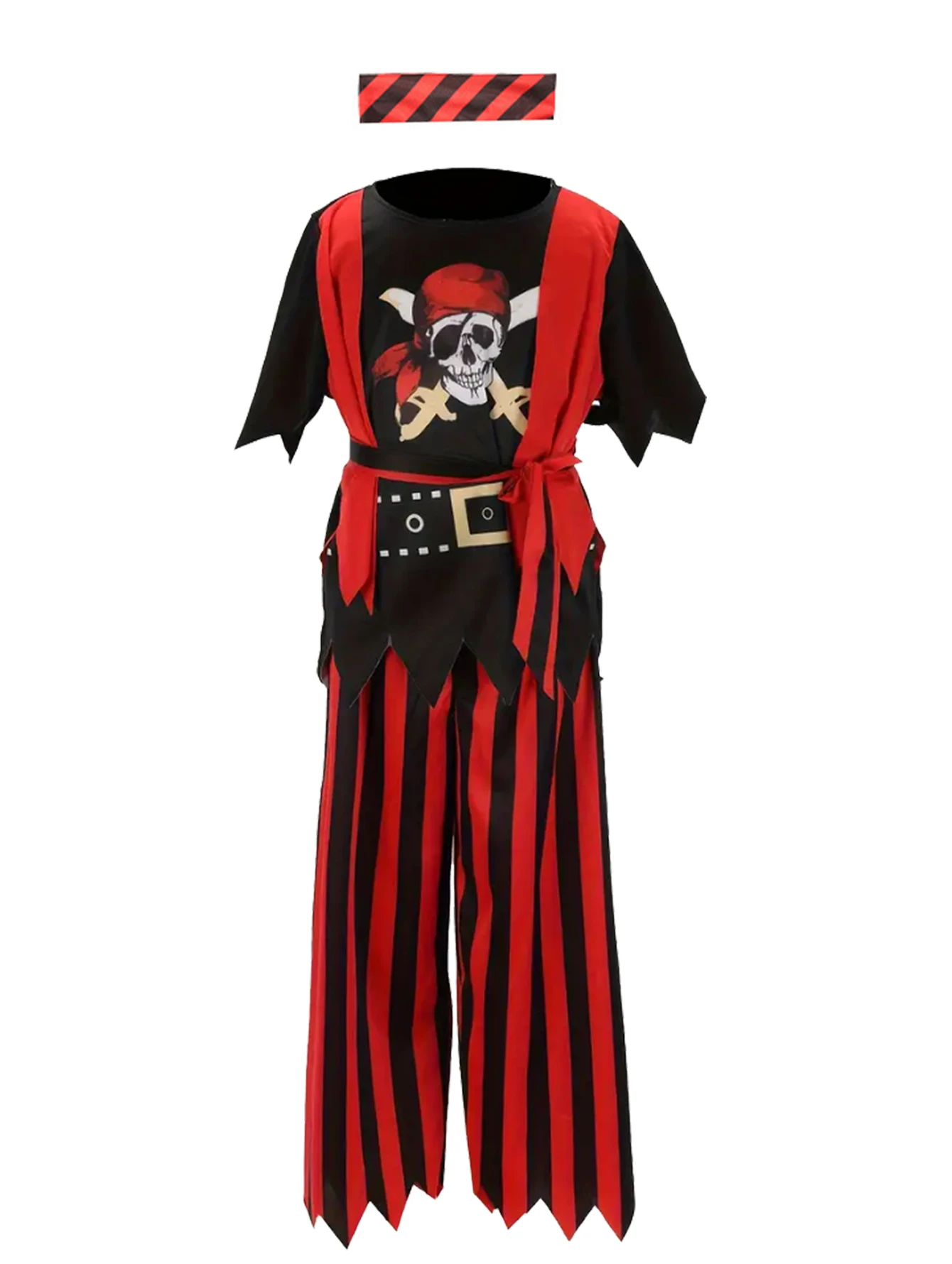 Kids Pirate Costume Set Halloween Dress-Up Captain Jack Robbery Adventure Toy Accessories Kid's Theme Gift view 2