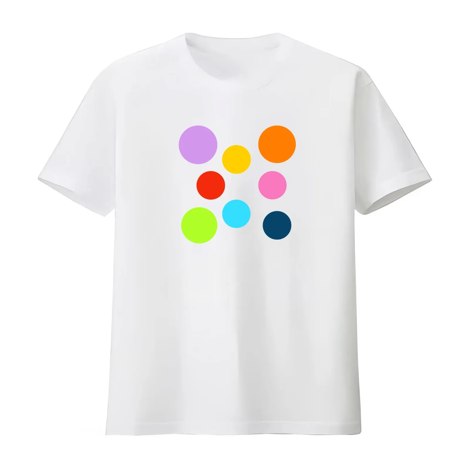 Rainbow Polka Dots Fun Exciting Pattern T-Shirt Summer Casual Cotton Tee Oversized Streetwear Tops Vintage Graphic Print