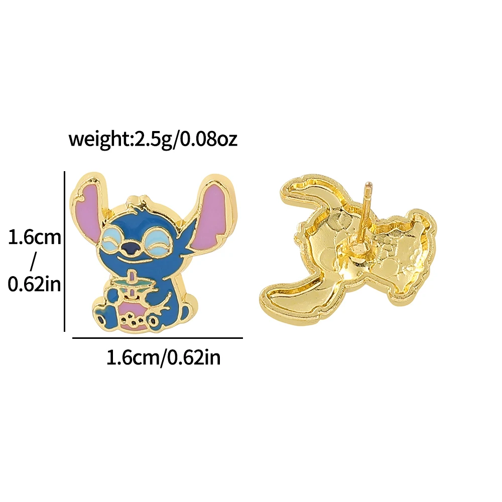 Disney Cartoon Lilo & Stitch Ear Stud Kawaii Stitch Enamel Metal Earring Delicate Jewelry Accessories Christmas Gifts For Friend