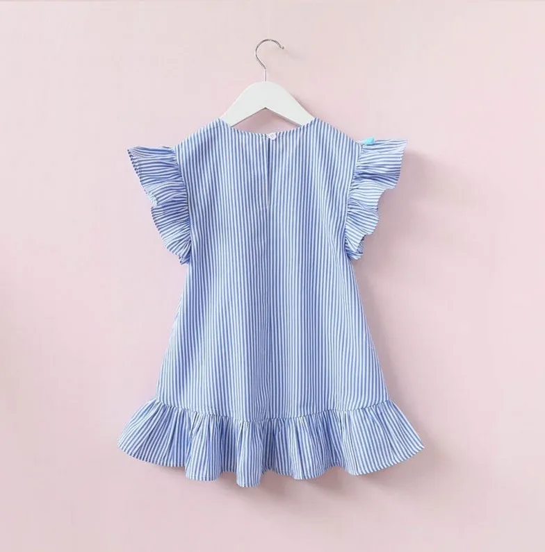 New Kids Dresses for Girls Clothes Summer Girl Stripe Princess Dress Toddler Baby Dress 1 2 3 4 5 6 7 Years Children\'s Clothing