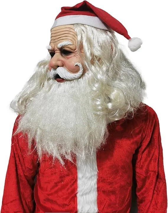 Fun and Cute Santa Claus Wig and Beard Set – Creative Cosplay Prop (45cm, White & Brown)